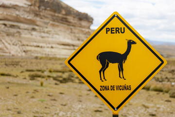 Vicunas warning sign on road