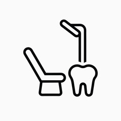 Clean dental chair outline icon for medical and healthcare designs