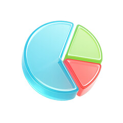 Pie chart showing business data isolated on transparent background