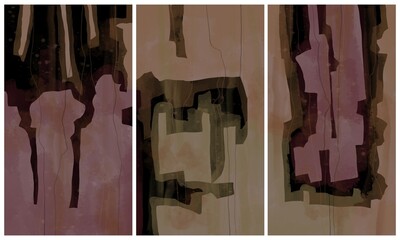 Modern interior triptych. The picture is painted by hand on a tablet.