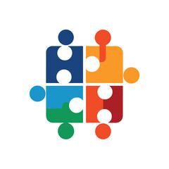 Obraz premium Puzzle Pieces Teamwork Community Logo Vector Design