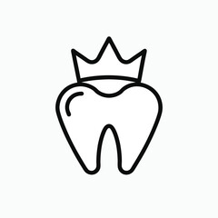 Dental tooth crown outline vector icon