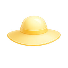 Yellow sun hat with ribbon isolated on transparent background for summer