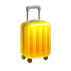 Yellow suitcase with wheels and handle isolated on transparent background