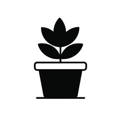 Simple potted plant silhouette for gardening designs