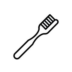 Outline toothbrush vector icon on white background