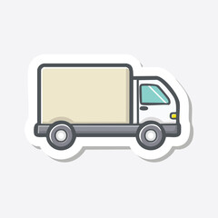 A simple and colorful illustration of a delivery truck, ready for transport.