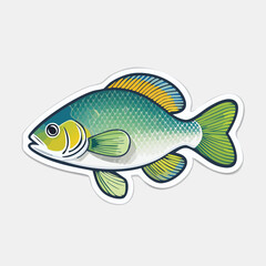 A vibrant illustration of a fish, showcasing detailed scales and fins, in a sticker style.