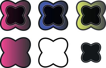 Soft Gradient Hues Handcrafted Flower Artwork Pack with Stylish Frame Accents Line and frame vector in White Background