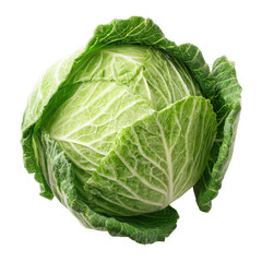 Fototapeta premium Detailed view of a fresh cabbage, isolated on transparent background