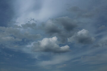 dark dramatic sky with black stormy clouds before rain or snow as abstract background, extreme...