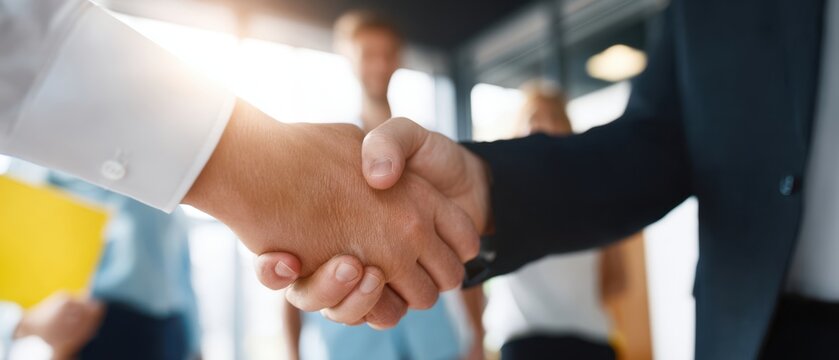 The handshake symbolizing partnership and trust in a business environment.