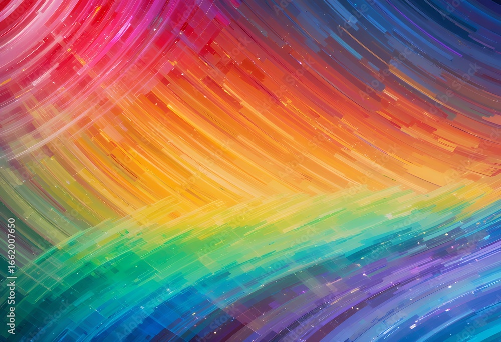 Poster dynamic swirling vibrant rainbow colored abstract pattern with smooth flowing brush strokes