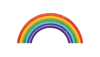 Illustration of a vibrant rainbow arc depicting spectrum colors on plain background