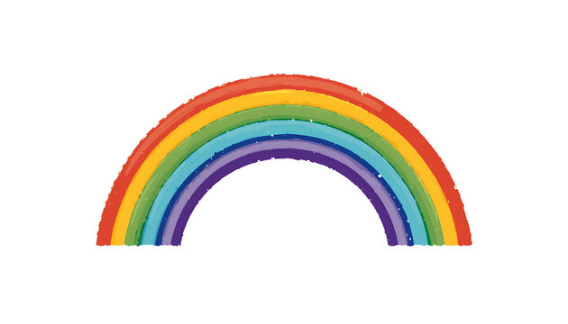 Illustration of a vibrant rainbow arc depicting spectrum colors on plain background