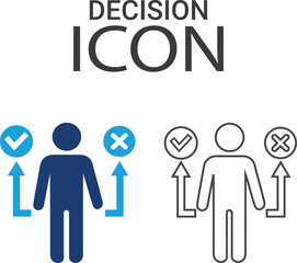 Decision icons, Line art icons design. Containing decision, option, selection, dilemma, select, preference, quiz, opportunity, and more. Vector solid icons collection.