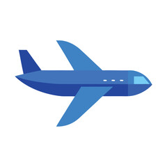 Fototapeta premium Minimalist Blue Airplane Flat Vector Illustration
