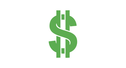 Fototapeta premium Stylized green dollar symbol on a plain white backdrop conveying finance and economy concept simple money symbol representing banking revenue and