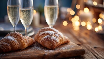 Festive croissants & champagne