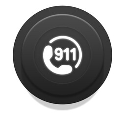 Obraz premium Emergency Call Button 911 Icon on a Black Circular Badge