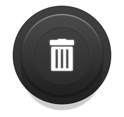 Black trash bin icon button in transparent, ui concept design 