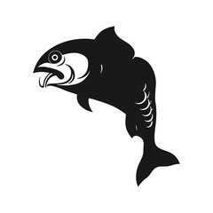 Crab Fish Silhouette Vector Art – Black and White Fishing Design. 