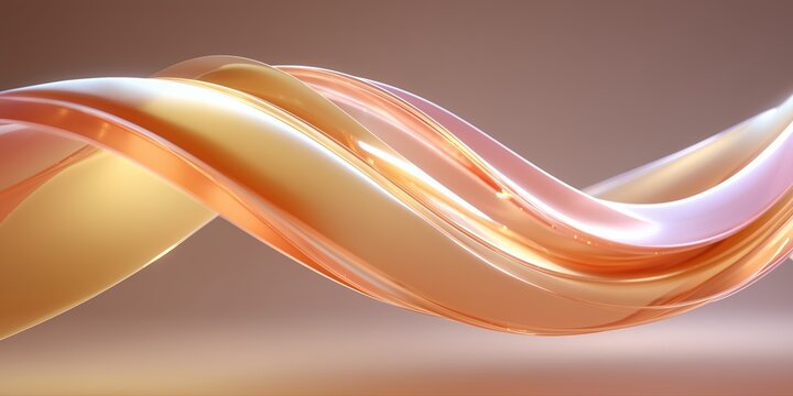 Smooth intertwined ribbon shapes in warm peach and golden tones over soft gradient background