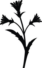 Elegant Black Flower Silhouette Against White Backdrop Floral Design Element Botanical Illustration Minimalist Graphic Art Plant Icon for Creative Projects