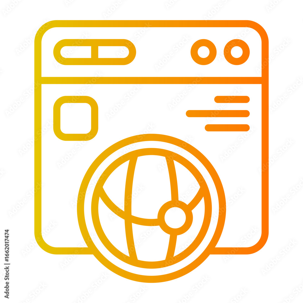 Poster this icon illustrates a web browser window integrated with a globe symbolizing global connectivity. 