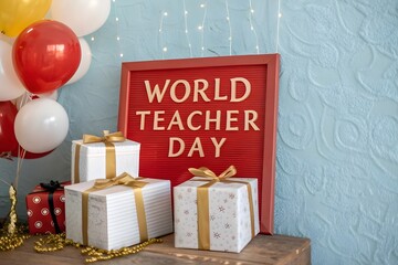 Celebration of World Teacher s Day with Gifts Balloons and a Festive Atmosphere