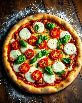 pizza on a wooden board