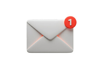 3D Rendered Mail Notification with Unread Message Icon on Black Background
