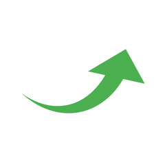 Green Upward Arrow Icon, Growth and Success Symbol Isolated on Transparent Background