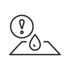 Linear vector illustration. Attention, slippery surface. Wet floor. Simple symbol. 