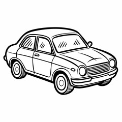 Obraz premium Classic vintage car illustration in bold outline, perfect for retro automotive designs, vintage advertising, and nostalgic transportation themes.