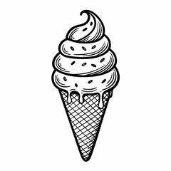 Delicious hand-drawn ice cream cone illustration, perfect for summer treats, dessert menus, food blogs, and branding projects, evoking feelings of joy and sweetness