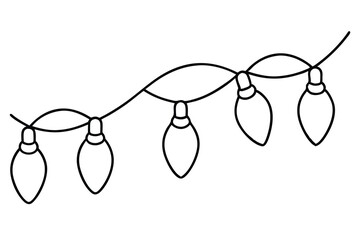 Christmas Fairy Lights Vector Pack Outline Style