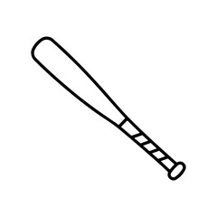 Baseball bat outline silhouette vector flat illustration on white background.