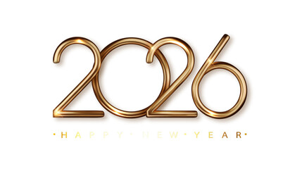 2026 Golden Realistic Number design for New year and Christmas Celebrations