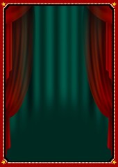red curtain with spotlight frame circus, show, performance, vintage, event, border, direction Christmas Hand Drawn Illustration