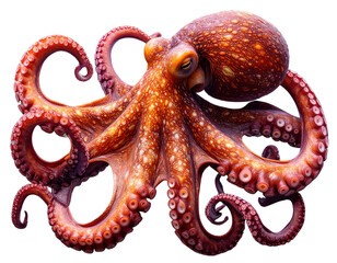Obraz premium Realistic Octopus with Extended Tentacles Isolated PNG