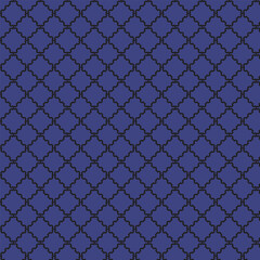 Naklejka premium Abstract Geometric Seamless Pattern: Vibrant Purple and Blue Line Art on Dark Background, Elegant Modern Design, Repeating Texture for Fashion, Web, and Print.