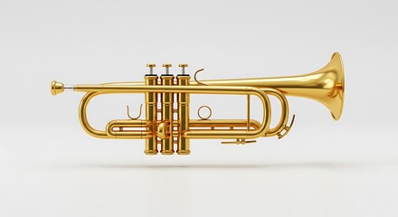 Obraz premium Golden Trumpet Musical Instrument on White Background