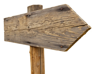 Rustic Wooden Sign Post with Arrow Pointing Right for Directional and Wayfinding Concepts Destination and Choices ahead