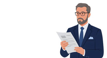 Professional Man in Suit Reviewing Documents A Portrait of a Business Leader - Analysis, Strategy, and Decision-Making in Focus