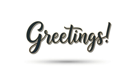 Elegant greetings calligraphy with shadow isolated on white background