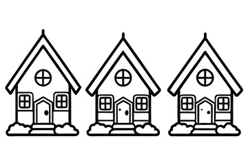 Fototapeta premium Christmas Gingerbread House Line Drawings set