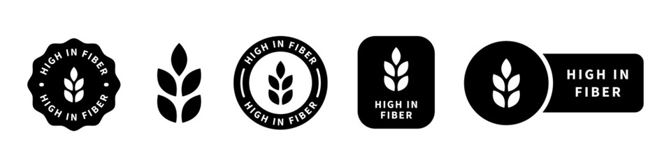 High in fiber. Vector stamps for product feature information.