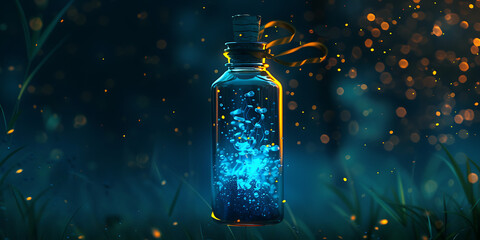 Mystical Glowing Blue Bottle