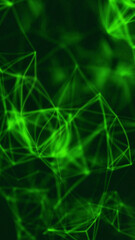 Abstract glowing green network of interconnected lines and nodes